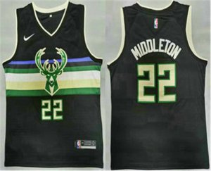 Men\'s Milwaukee Bucks #20 Khris Middleton Black 2021 Nike Swingman