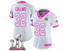 Womens Nike Atlanta Falcons #32 Jalen Collins Limited White Pink Rush Fashion Super Bowl LI 51 NFL Jersey