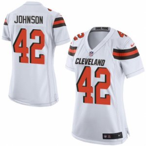 Women\'s Nike Cleveland Browns #42 Malcolm Johnson Limited White NFL Jersey