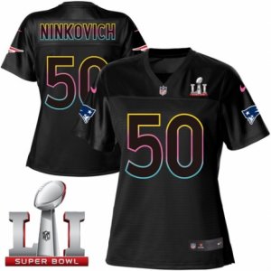 Womens Nike New England Patriots #50 Rob Ninkovich Game Black Fashion Super Bowl LI 51 NFL Jersey