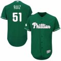 Men's Majestic Philadelphia Phillies #51 Carlos Ruiz Green Celtic Flexbase Authentic Collection MLB Jersey