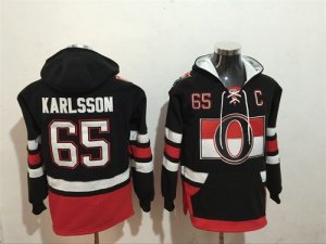 Senators #65 Erik Karlsson Black All Stitched Hooded Sweatshirt