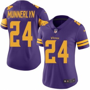 Women\'s Nike Minnesota Vikings #24 Captain Munnerlyn Limited Purple Rush NFL Jersey