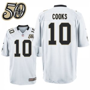 Mens New Orleans Saints #10 Brandin Cooks White 50th Anniversary Game Jersey