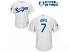 Los Angeles Dodgers #7 Julio Urias Replica White Home 2017 World Series Bound Cool Base MLB Jersey