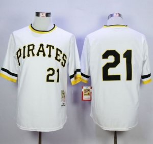 Mitchell and Ness Pittsburgh Pirates #21 Roberto Clemente Stitched White Throwback MLB Jersey