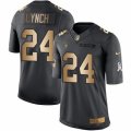 Mens Nike Raiders #24 Marshawn Lynch Black Stitched NFL Limited Gold Salute To Service Jersey