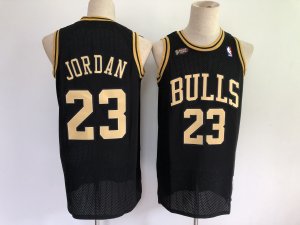 Men Chicago Bulls #23 Jordan Black gold Throwback 2021 NBA