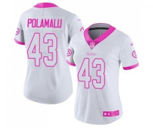Women\'s Nike Pittsburgh Steelers #43 Troy Polamalu Limited Rush Fashion Pink NFL Jersey