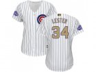 Womens Chicago Cubs #34 Jon Lester White(Blue Strip) 2017 Gold Program Cool Base Stitched MLB Jersey