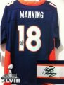 Nike Denver Broncos #18 Peyton Manning Navy Blue Alternate Super Bowl XLVIII NFL Elite Autographed Jersey