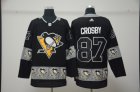 Penguins #87 Sidney Crosby Black Team Logos Fashion Adidas Jersey