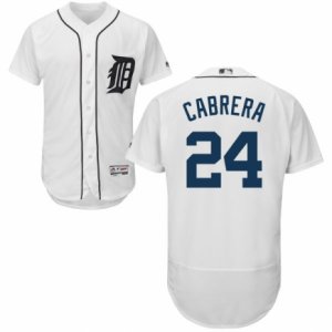Men\'s Majestic Detroit Tigers #24 Miguel Cabrera White Flexbase Authentic Collection MLB Jersey
