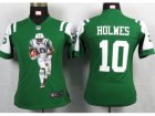 Nike Womens New York Jets #10 Holmes Green Portrait Fashion Game Jerseys