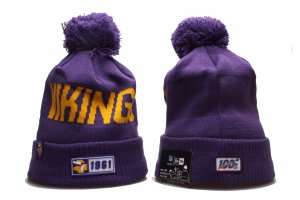 Vikings Team Logo 100th Season Cuffed Pom Knit Hat YP