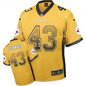 Nike Pittsburgh Steelers #43 Troy Polamalu Gold Jersey(Elite Drift Fashion)