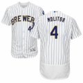Men's Majestic Milwaukee Brewers #4 Paul Molitor White Flexbase Authentic Collection MLB Jersey