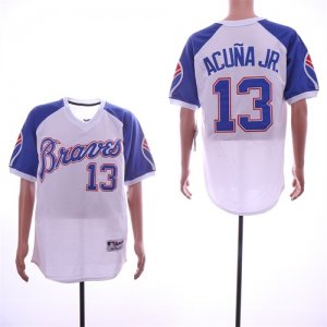 Braves #13 Ronald Acuna Jr. White Throwback Jersey