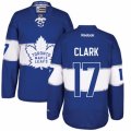 Mens Reebok Toronto Maple Leafs #17 Wendel Clark Authentic Royal Blue 2017 Centennial Classic NHL Jersey