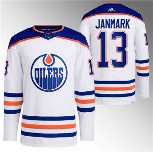 Men\'s Edmonton Oilers #13 Mattias Janmark White Stitched Jersey