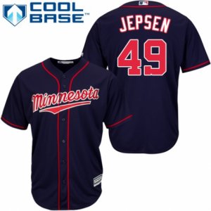 Men\'s Majestic Minnesota Twins #49 Kevin Jepsen Replica Navy Blue Alternate Road Cool Base MLB Jersey