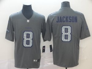 Nike Ravens #8 Lamar Jackson Gray Camo Vapor Untouchable