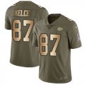 Nike Chiefs #87 Travis Kelce Olive Gold Salute To Service Limited Jersey
