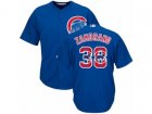 Mens Majestic Chicago Cubs #38 Carlos Zambrano Authentic Royal Blue Team Logo Fashion Cool Base MLB Jersey