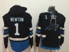 Carolina Panthers #1 Cam Newton Black All Stitched Hooded Sweatshirt