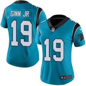 Womens Nike Carolina Panthers #19 Ted Ginn Jr Blue Stitched NFL Limited Rush Jersey