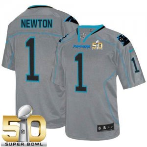 Nike Carolina Panthers #1 Cam Newton Lights Out Grey Super Bowl 50 Men Stitched NFL Elite Jersey
