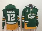 Green Bay Packers #12 Aaron Rodgers Green All Stitched Hooded Sweatshirt