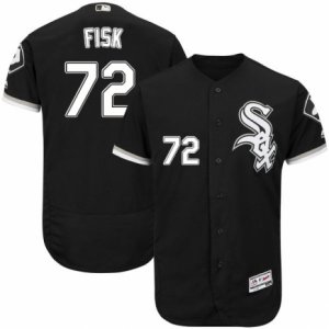 Men\'s Majestic Chicago White Sox #72 Carlton Fisk Black Flexbase Authentic Collection MLB Jersey