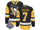 Mens Reebok Pittsburgh Penguins #7 Matt Cullen Authentic Black Gold Third 2017 Stanley Cup Final NHL Jersey