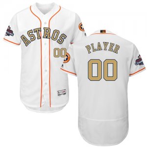 Houston Astros White 2018 Gold Program Mens Customized Flexbase Jersey