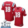 Mens Nike New England Patriots #18 Matthew Slater Red 2018 Super Bowl LII Elite Jersey