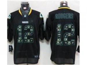 Nike NFL Green Bay Packers #12 Aaron Rodgers Black Jerseys[Lights Out Elite Jerseys]