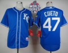 Kansas City Royals #47 Johnny Cueto Light Blue Alternate 2 Cool Base W 2015 World Series Patch Stitched MLB Jersey