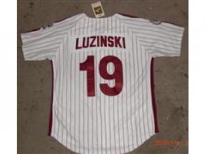 MLB Montreal Expos #19 LUZINSKI white jerseys Pinstripe