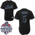 New York Mets #5 David Wright Black Fashion W 2015 World Series Patch Stitched MLB Jersey