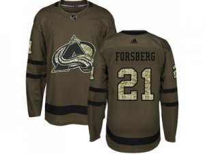 Adidas Colorado Avalanche #21 Peter Forsberg Green Salute to Service Stitched NHL Jersey