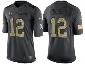 Nike Green Bay Packers #12 Aaron Rodgers Mens Stitched Black NFL Salute to Service Limited Jerseys