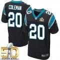 Nike Carolina Panthers #20 Kurt Coleman Black Team Color Super Bowl 50 Men Stitched NFL Elite Jersey