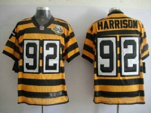 Nike Pittsburgh Steelers #92 James Harrison Yellow Black 80TH M&N Elite Jersey