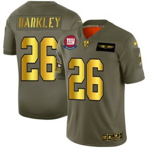 Nike Giants #26 Saquon Barkley 2019 Olive Gold Salute To Service Limited Jersey