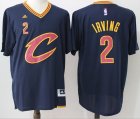 Men Cleveland Cavaliers #2 Kyrie Irving Navy Blue Short Sleeve C Stitched NBA Jersey
