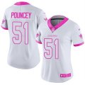 Womens Nike Miami Dolphins #51 Mike Pouncey White Pink Stitched NFL Limited Rush Fashion Jersey