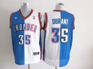 NBA Oklahoma City Thunder #35 Kevin Durant white-Blue Split Jerseys