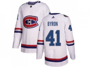 Men Adidas Montreal Canadiens #41 Paul Byron White Authentic 2017 100 Classic Stitched NHL Jersey