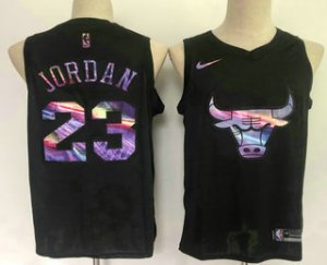 Men Chicago Bulls #23 Michael Jordan Black Iridescent 2021 Nike